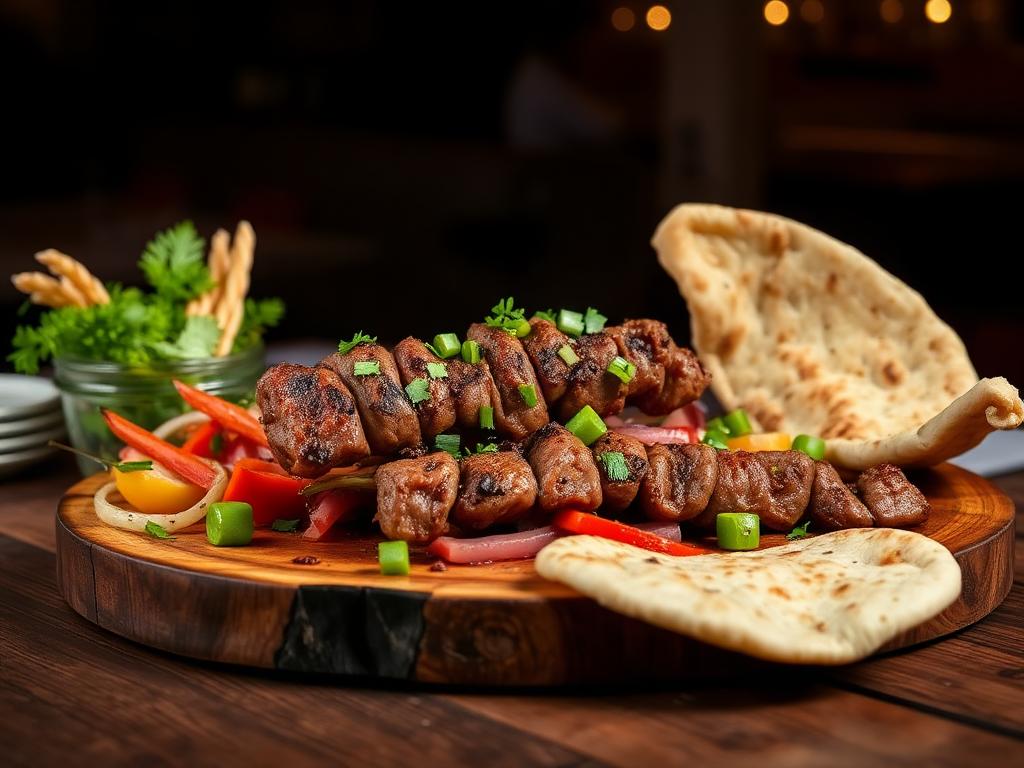 Assiette kebab et pain pita maison